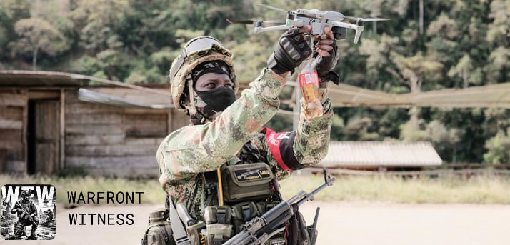 Source imagery accompanying the briefing: Colombian Armed Groups Use Ukraine Drone Training in Domestic Attacks